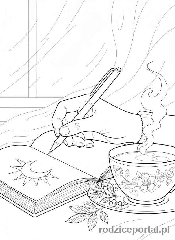 Kolorowanka Cisza I Koncentracja - Pisanie w dzienniku