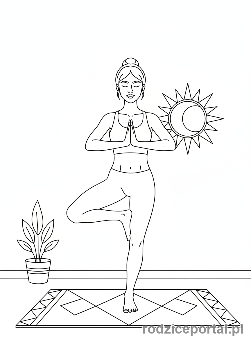 Kolorowanka Cisza I Koncentracja - Pozycja jogi