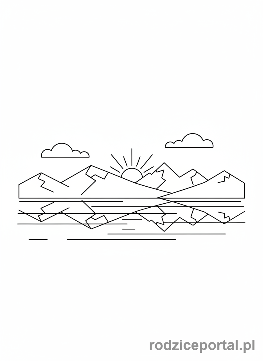 Kolorowanka Cisza I Spokój - Spokojne jezioro o świcie.
