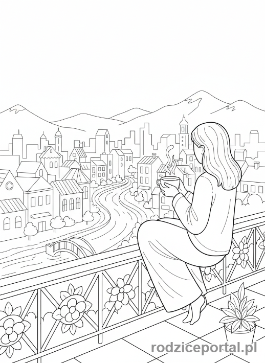 Kolorowanka Cisza - Osoba z herbatą