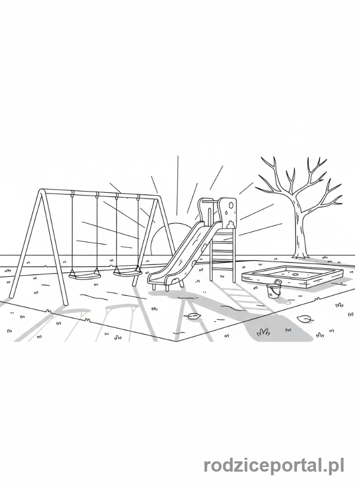 Kolorowanka Cisza - Pusty plac zabaw