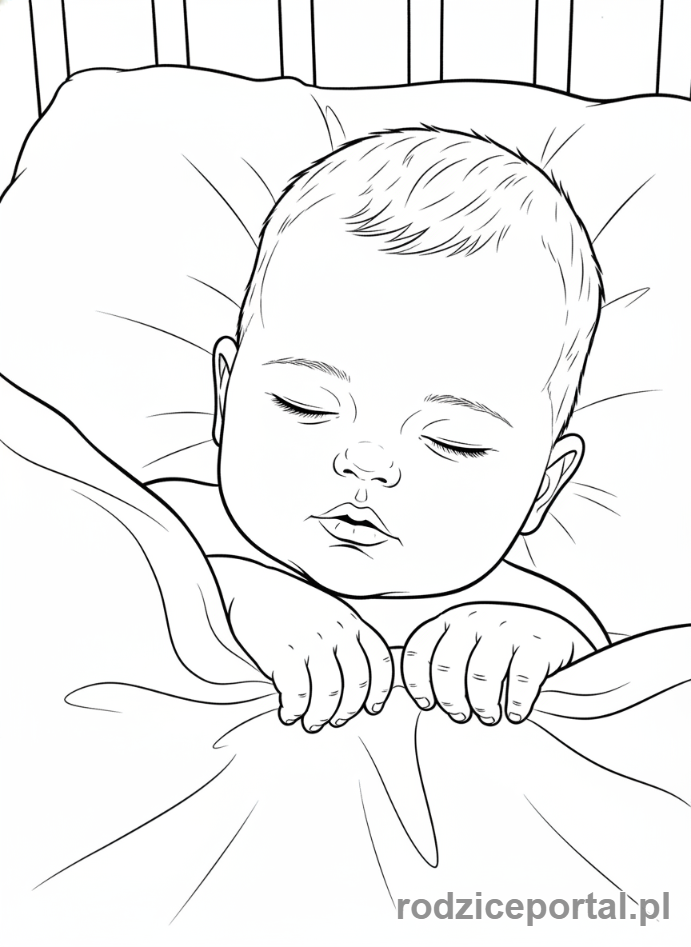 Kolorowanka Cisza - Śpiące dziecko