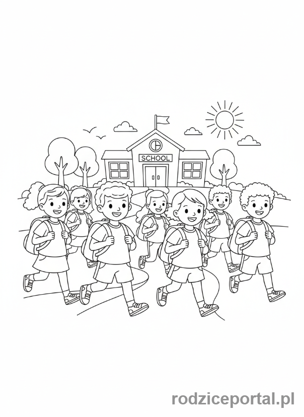 Kolorowanka Codzienne Czynności - Dzieci idą do szkoły