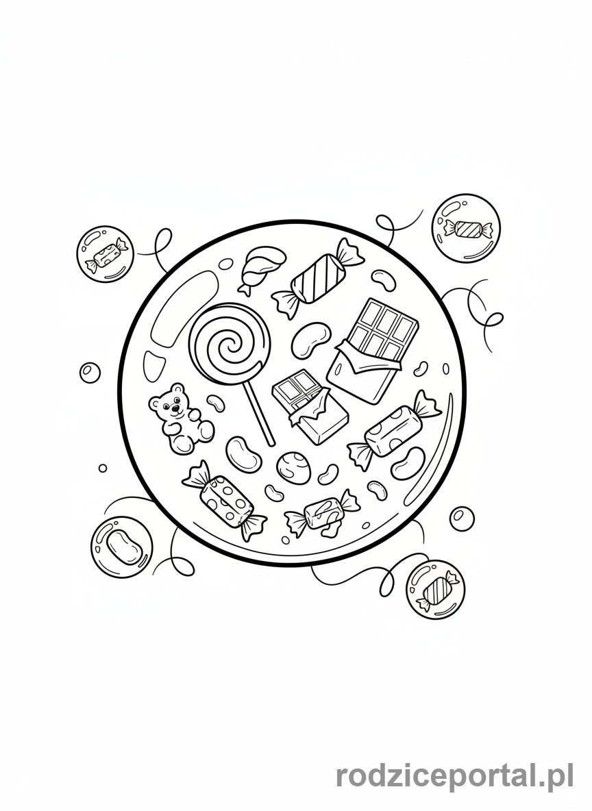 Kolorowanka Cukierki - Cukierki-w-bance-mydlanej