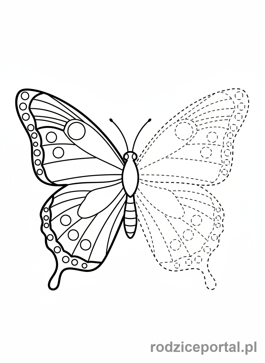 Kolorowanka Ćwiczenia Grafomotoryczne - Symetryczny motyl