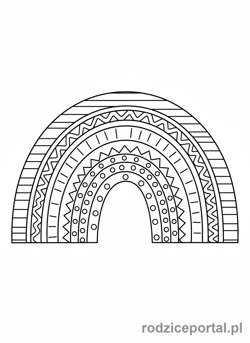 Kolorowanka Ćwiczenia Grafomotoryczne - Tęcza do wypełnienia liniami