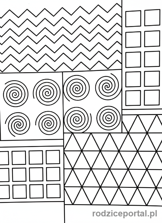 Kolorowanka Ćwiczenia Grafomotoryczne - Wzory geometryczne
