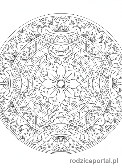 Kolorowanka Ćwiczenia Koncentracji - Abstrakcyjna mandala