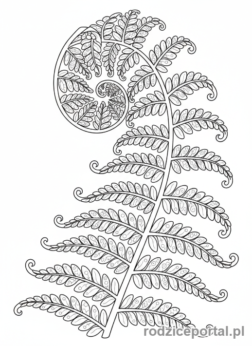 Kolorowanka Ćwiczenia Koncentracji - Detale liścia paproci