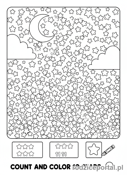Kolorowanka Ćwiczenia Koncentracji - Liczenie i kolorowanie zwierząt