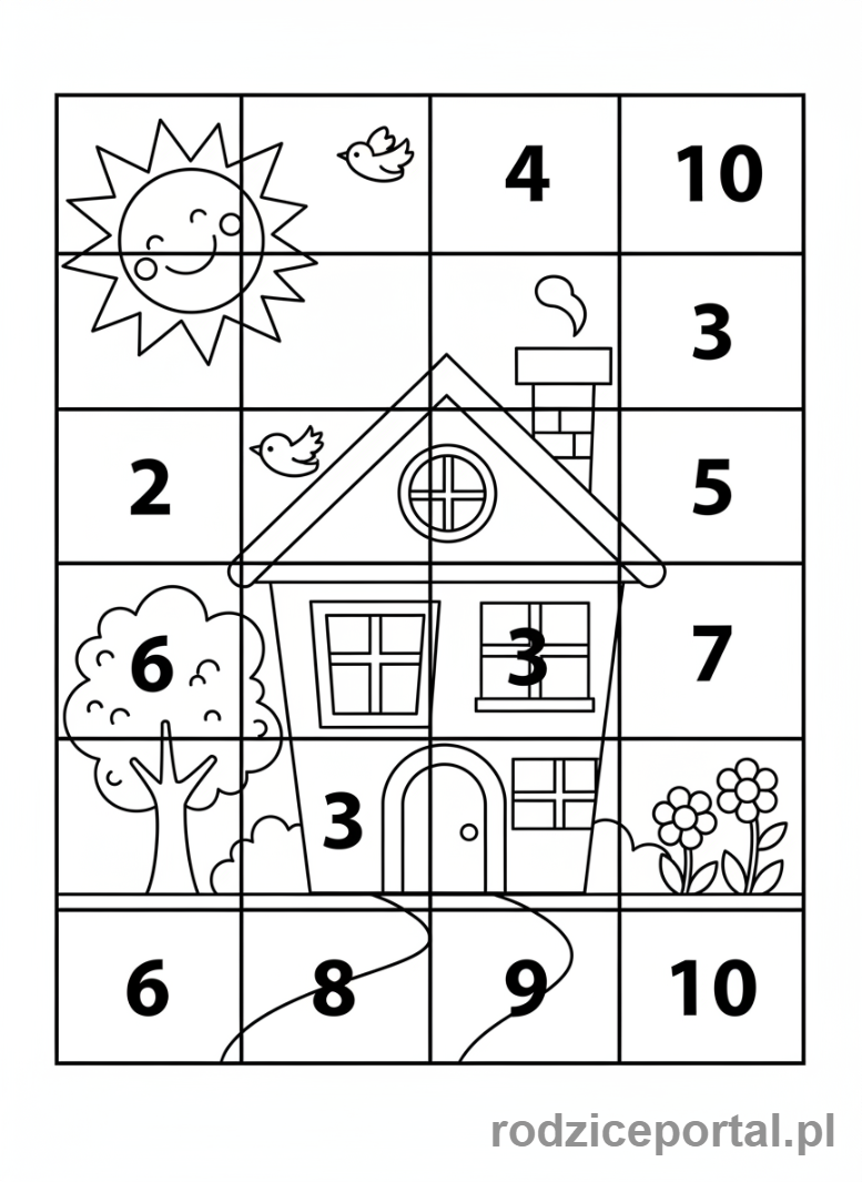 Kolorowanka Ćwiczenia Koncentracji - Obrazek z kodem kolorów