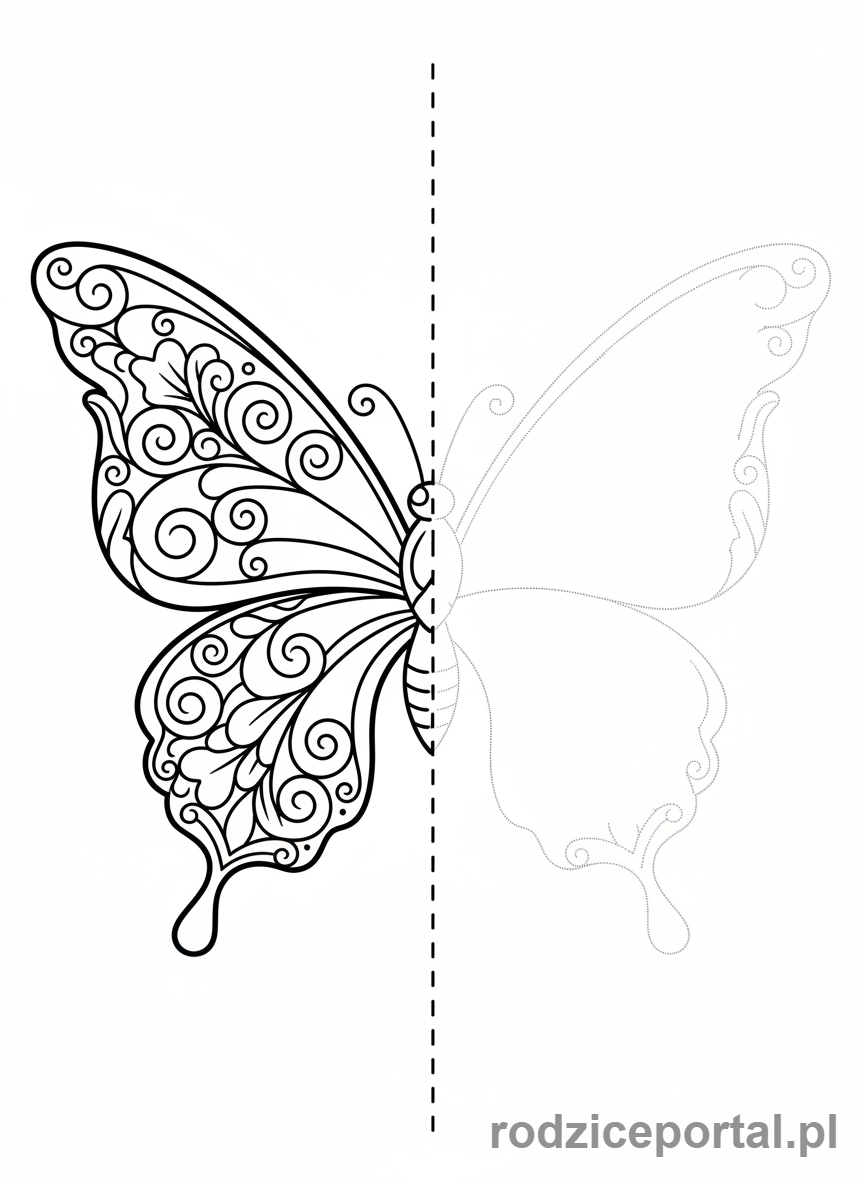 Kolorowanka Ćwiczenia Koncentracji - Symetryczny wzór motyla