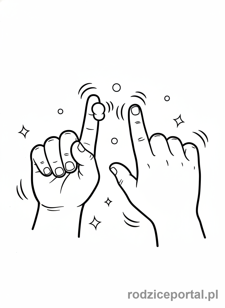 Kolorowanka Ćwiczenia Ręki - Dziecko ćwiczy palce