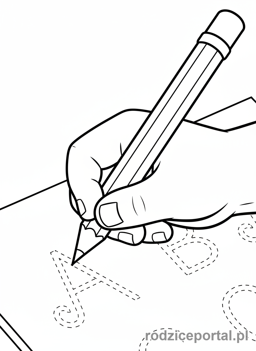 Kolorowanka Ćwiczenia Ręki - Dziecko pisze po śladzie