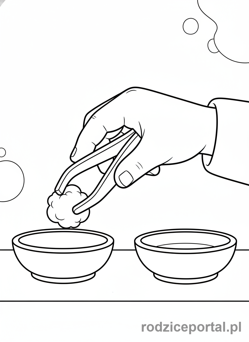 Kolorowanka Ćwiczenia Ręki - Dziecko przenosi pęsetą