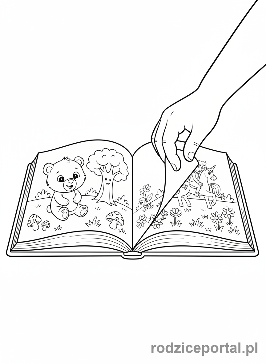 Kolorowanka Ćwiczenia Ręki - Dziecko przewraca strony