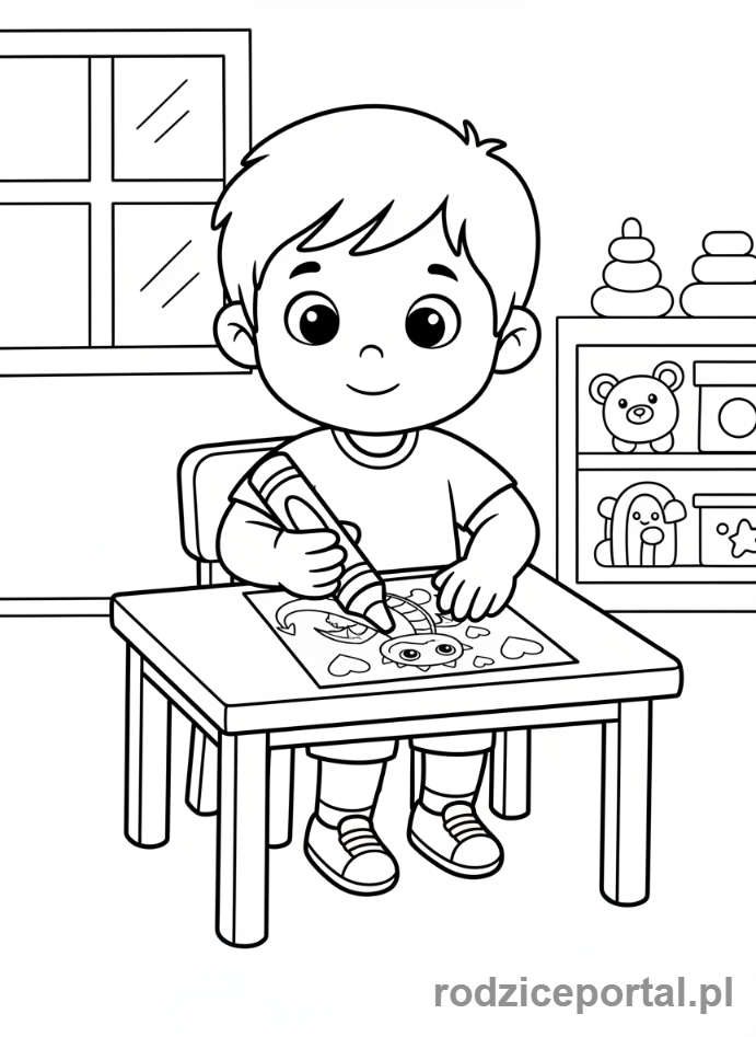 Kolorowanka Ćwiczenia Ręki - Dziecko rysuje kredkami