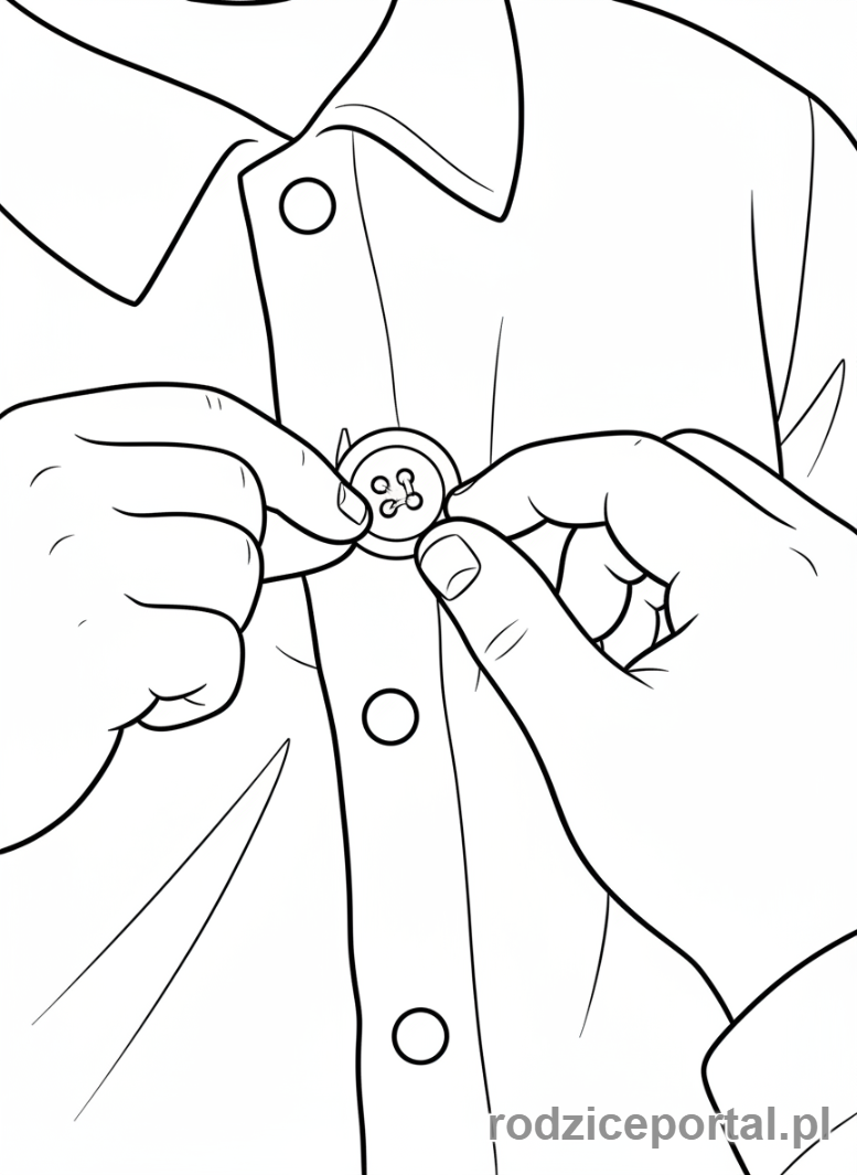 Kolorowanka Ćwiczenia Ręki - Dziecko zapina guziki