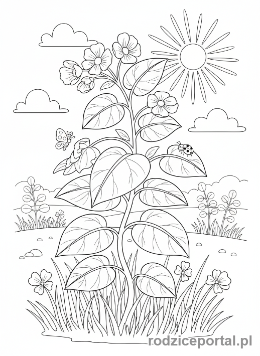 Kolorowanka Cykl Życia Roślin - Roślina w ogrodzie.