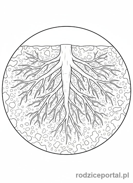 Kolorowanka Cykl Życia Roślin - System korzeniowy.