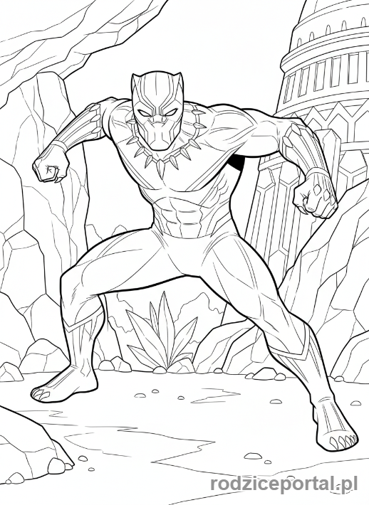 Kolorowanka Czarna Pantera - Czarna Pantera w majestatycznej pozie