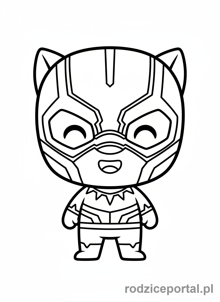 Kolorowanka Czarna Pantera - Czarna Pantera w wersji chibi dla dzieci