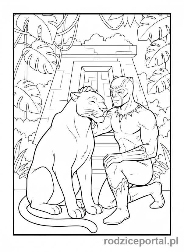 Kolorowanka Czarna Pantera - Czarna Pantera z prawdziwą panterą