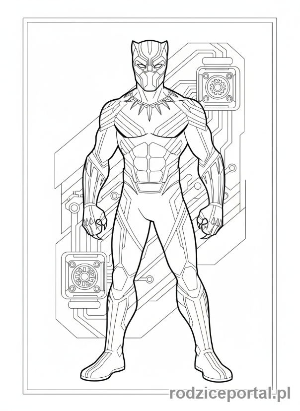 Kolorowanka Czarna Pantera - Czarna Pantera z technologią Wakandy