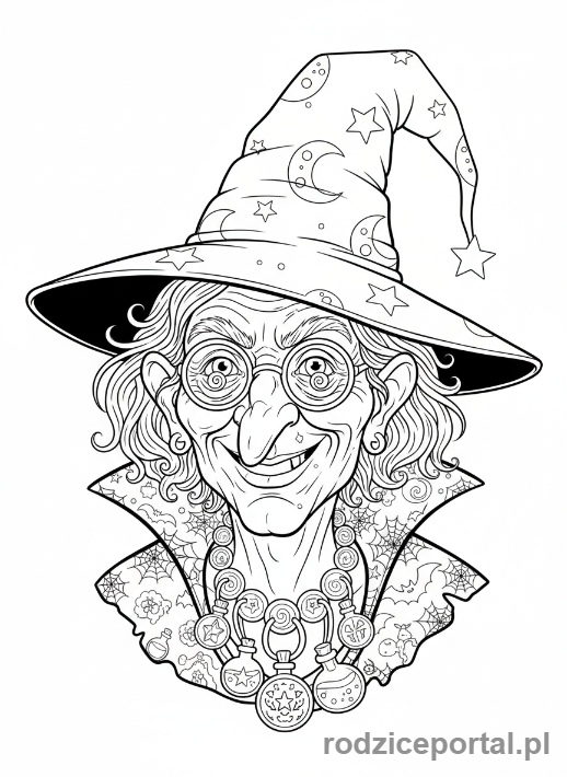 Kolorowanka Czarownica - Czarownica portret