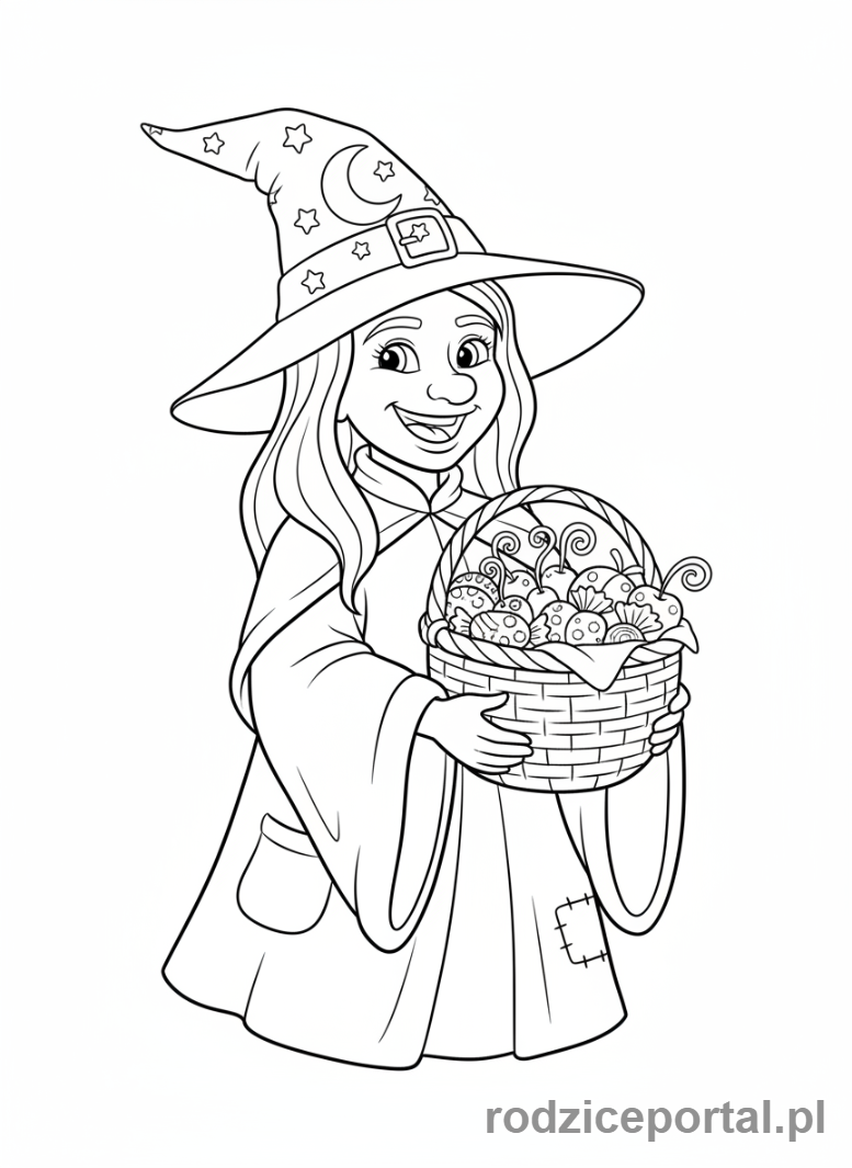 Kolorowanka Czarownica - Przyjazna czarownica