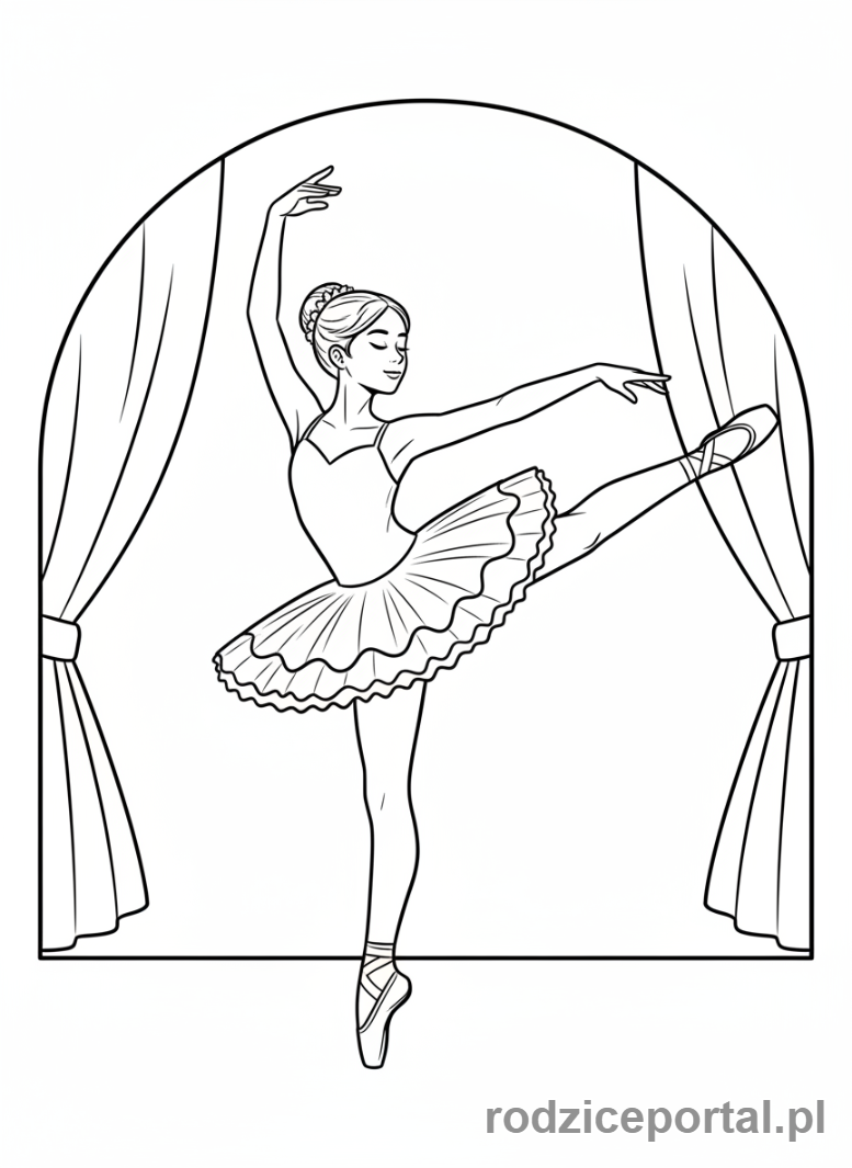 Kolorowanka Czas Wolny Dzieci - Dziewczynka tańcząca balet