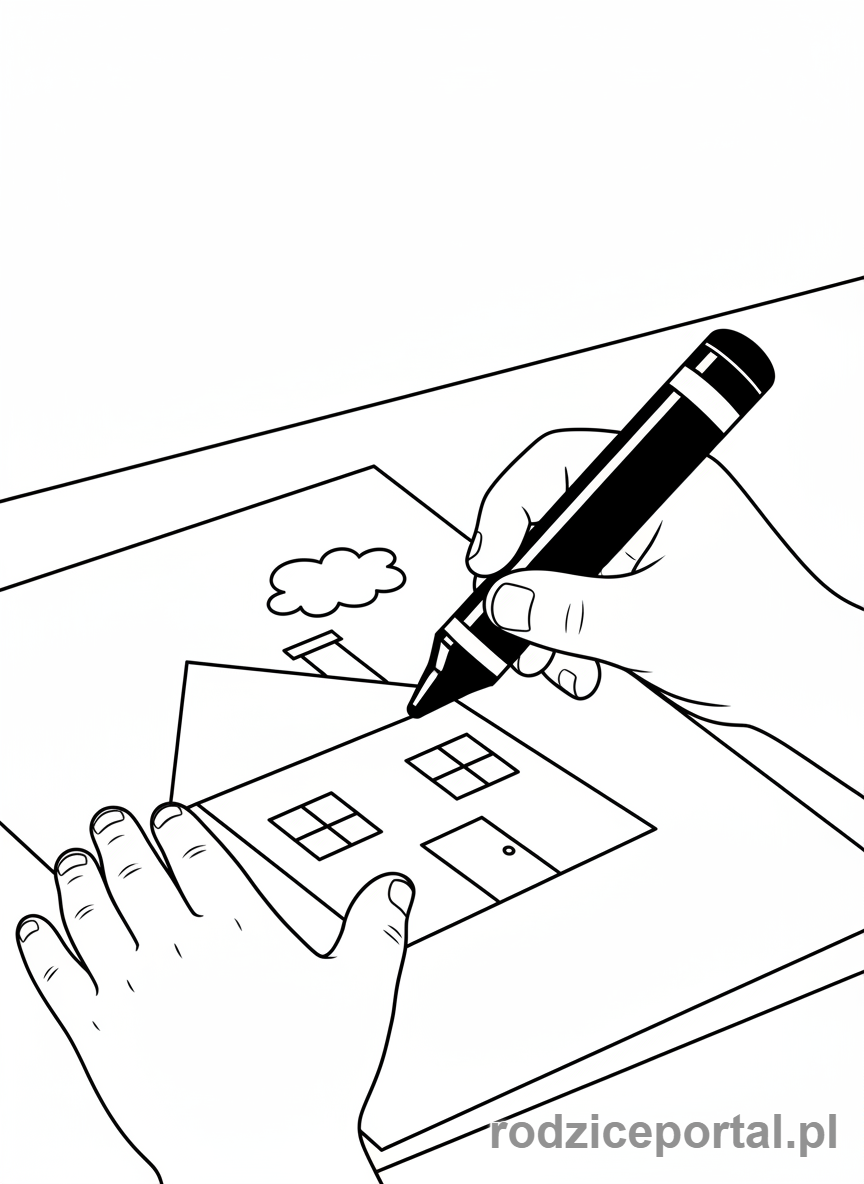 Kolorowanka Czas Wolny - Ręce rysujące na papierze