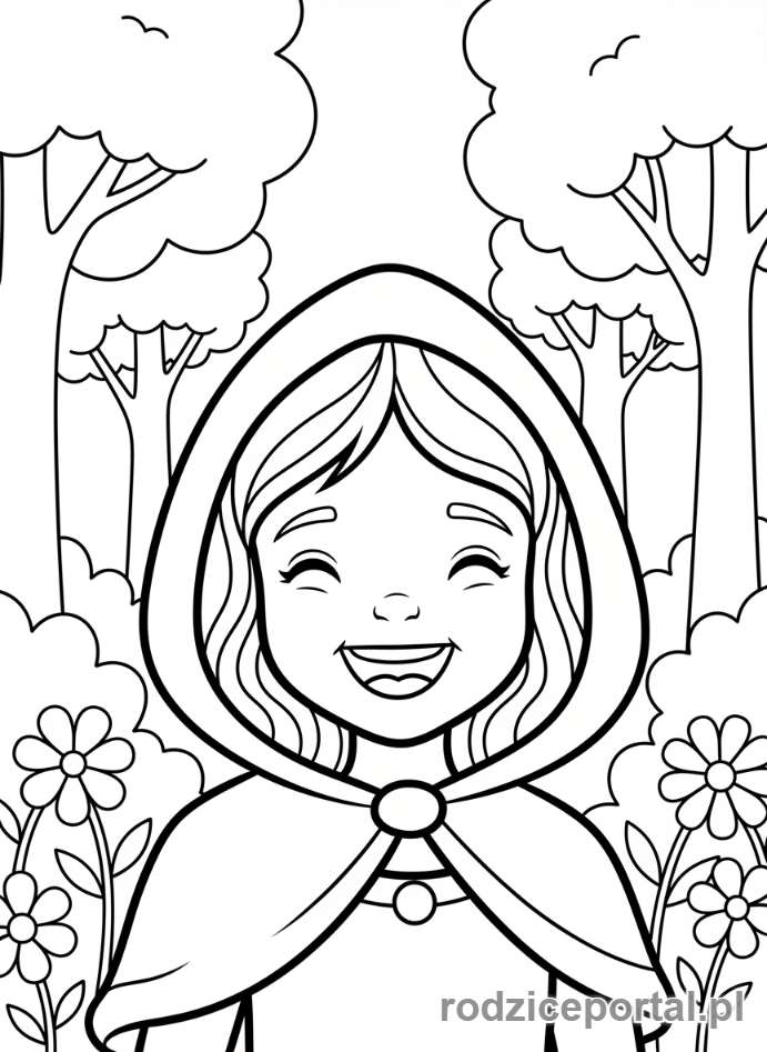 Kolorowanka Czerwony Kapturek - Uśmiechnięty Czerwony Kapturek