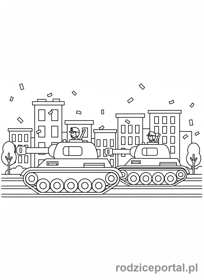 Kolorowanka Czołg - Czołg na paradzie