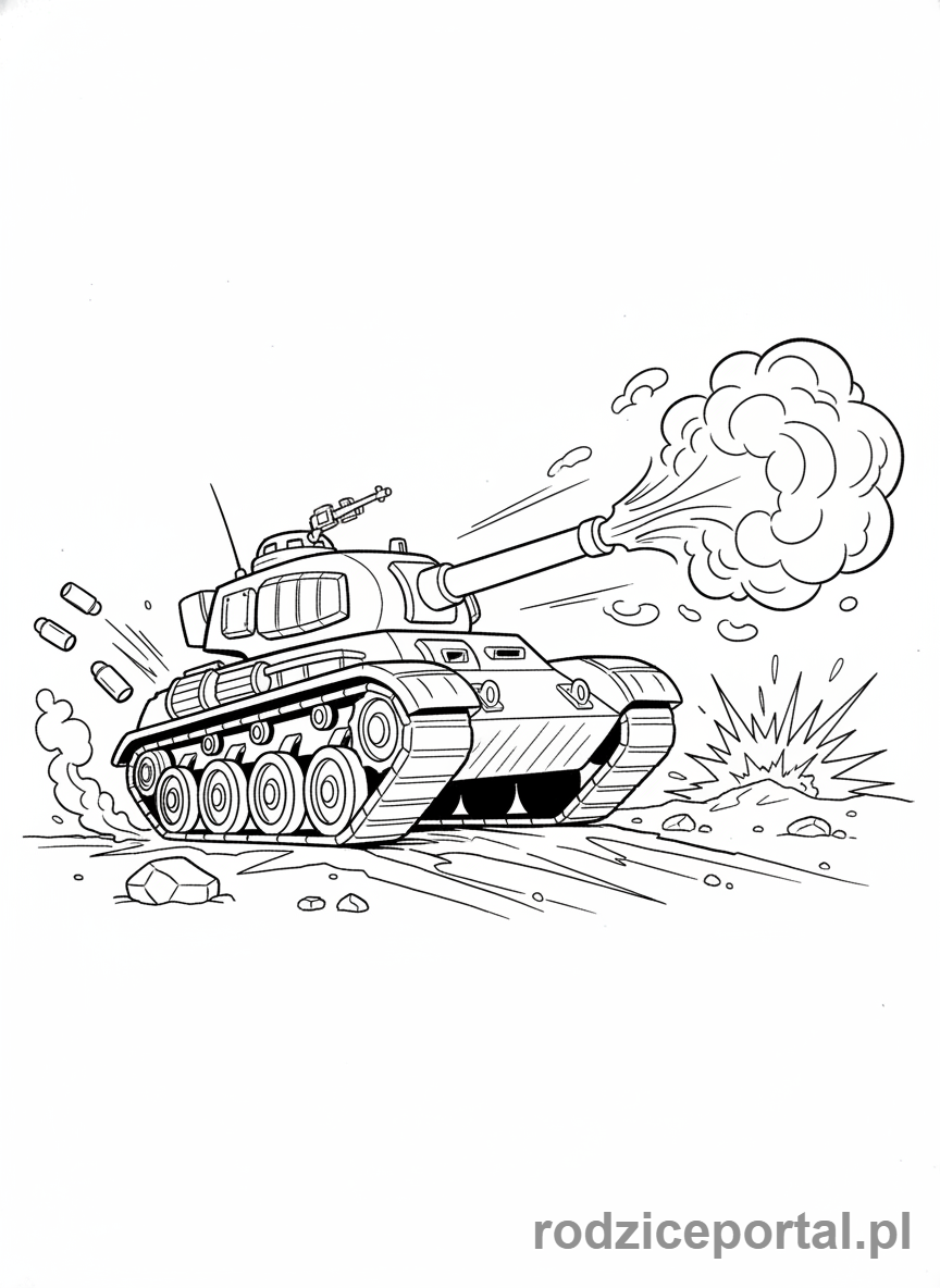 Kolorowanka Czołg - Czołg strzelający