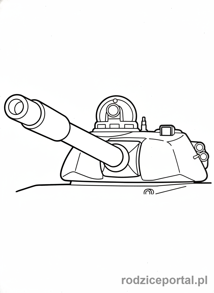 Kolorowanka Czołg - Czołg z bliska wieża