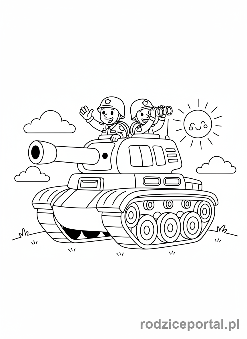 Kolorowanka Czołg - Czołg z załogą