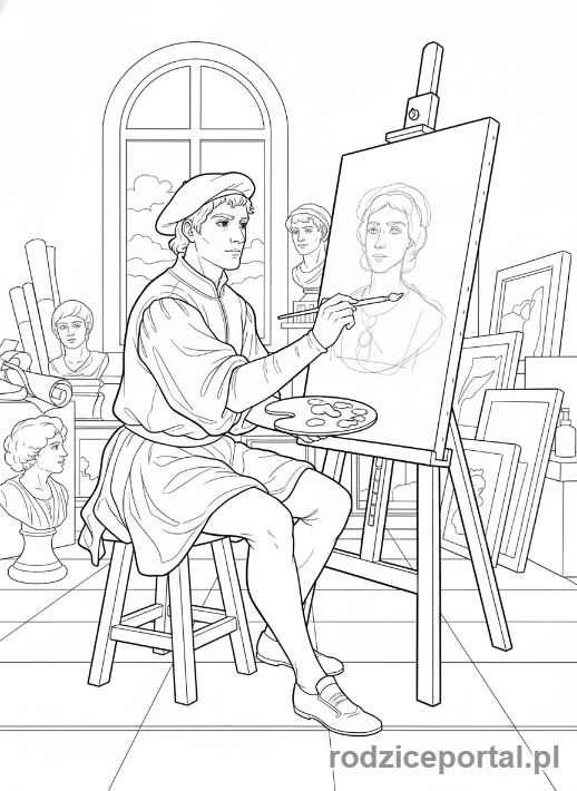 Kolorowanka Dawne Czasy - Artysta renesansowy