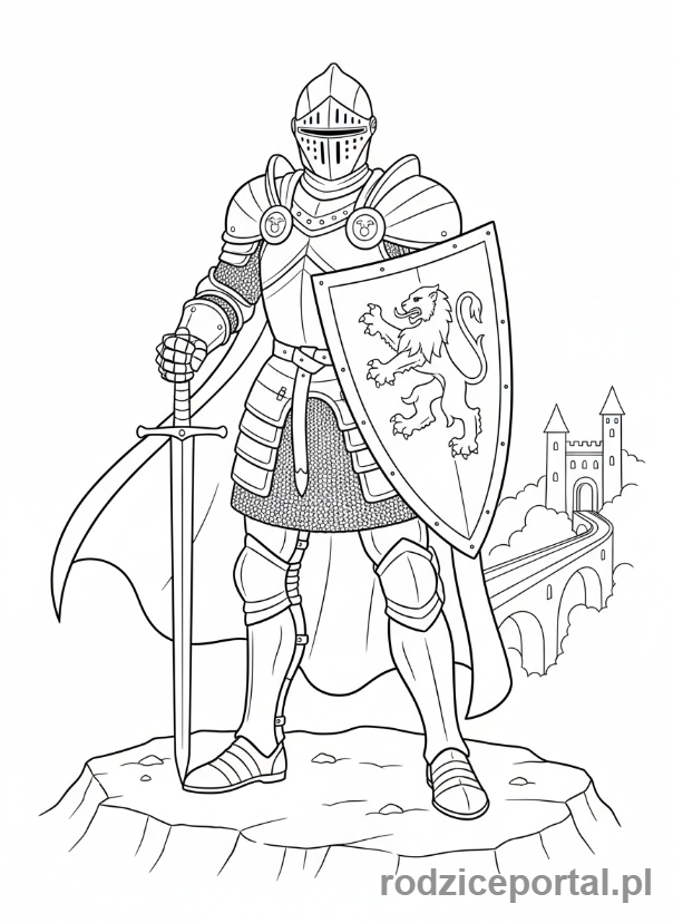 Kolorowanka Dawne Czasy - Rycerz w zbroi