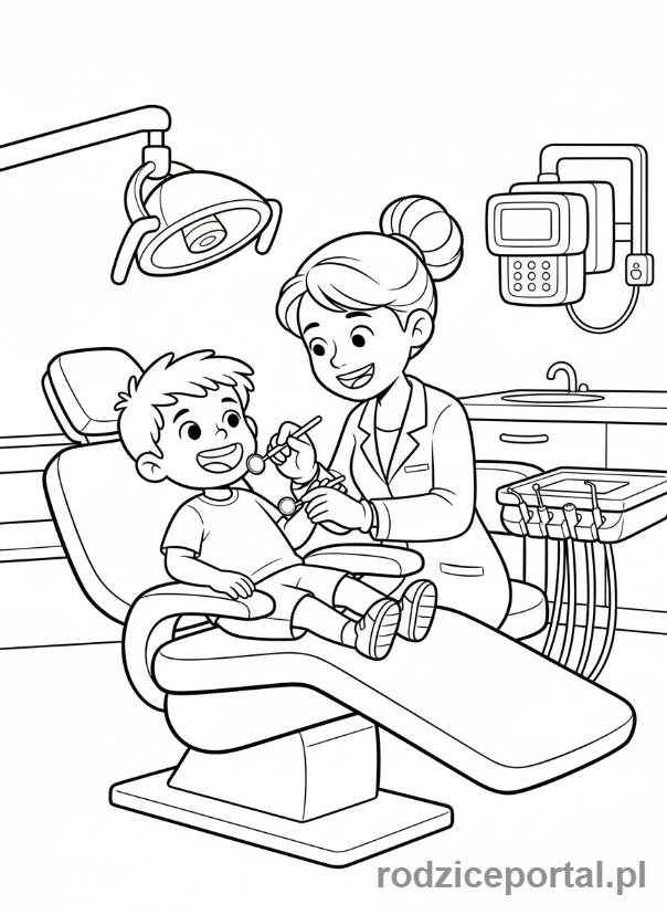 Kolorowanka Dbanie O Zęby - Dziecko u dentysty