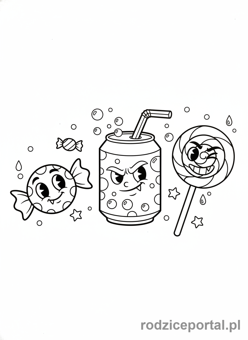 Kolorowanka Dbanie O Zęby - Słodkie przekąski