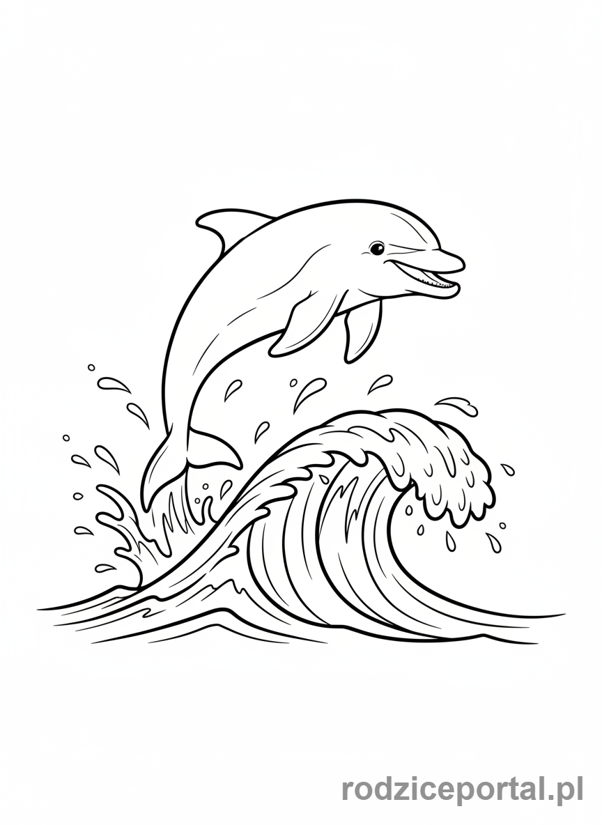 Kolorowanka Delfin - Delfin na fali