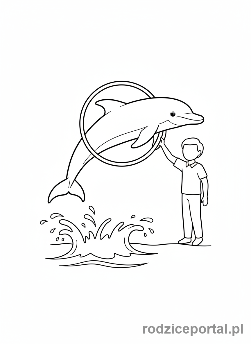 Kolorowanka Delfin - Delfin wykonujacy sztuczke