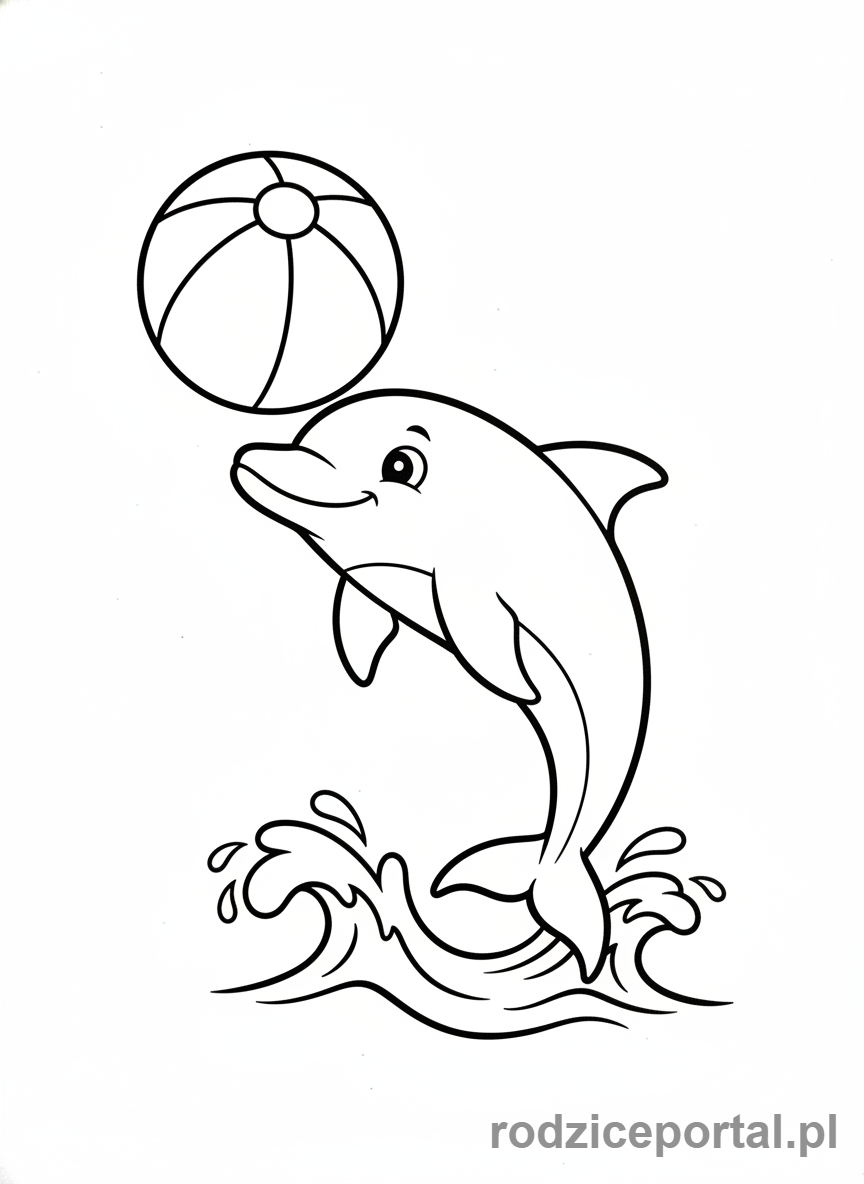 Kolorowanka Delfin - Delfin z pileczka