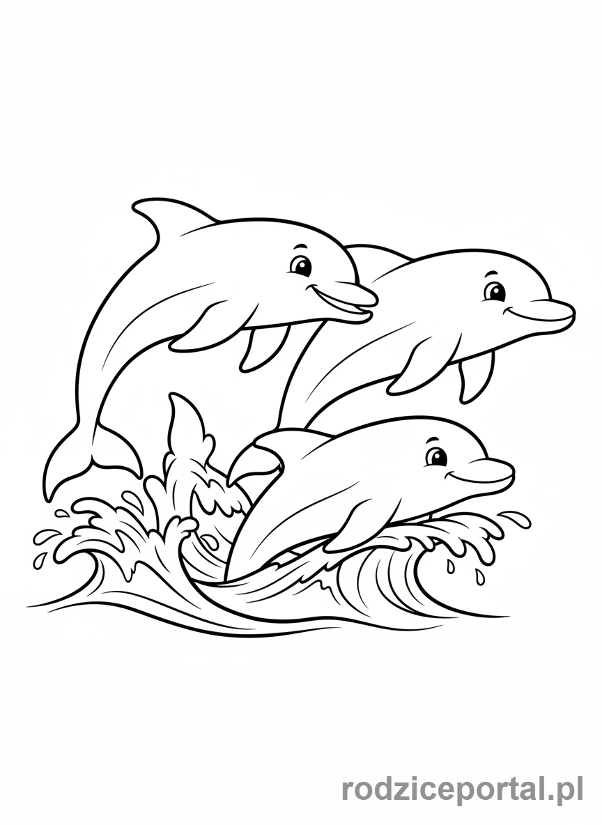 Kolorowanka Delfin - Grupa delfinow