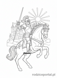 Kolorowanka Dla Chłopców - Rycerz na koniu.