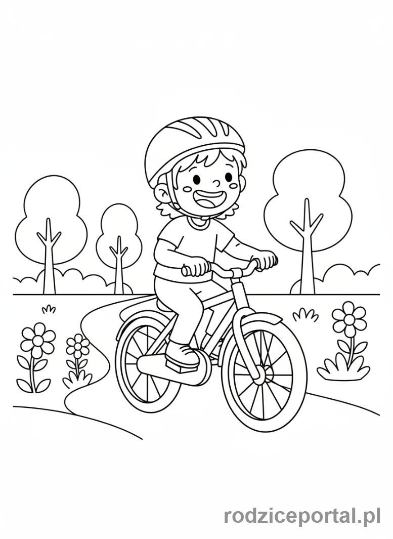 Kolorowanka Dla Dzieci 6 Lat - Dziecko jadące na rowerze