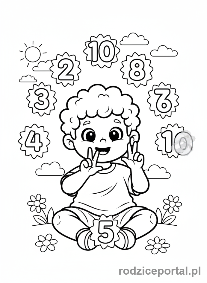 Kolorowanka Dla Dzieci Do Nauki - Dziecko liczy palce, cyfry 1-10