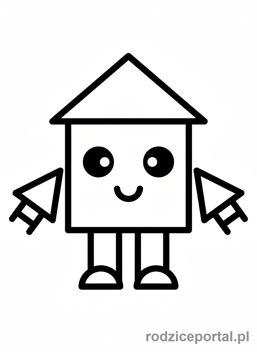 Kolorowanka Dla Dzieci Do Nauki - Kształty geometryczne tworzą dom
