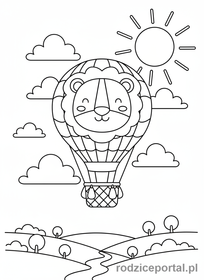 Kolorowanka Dla Dzieci Z Adhd - Balon na gorące powietrze w kształcie zwierzęcia